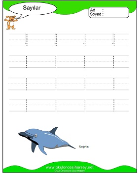 okul öncesi 1 sayısı çizgi çalışması